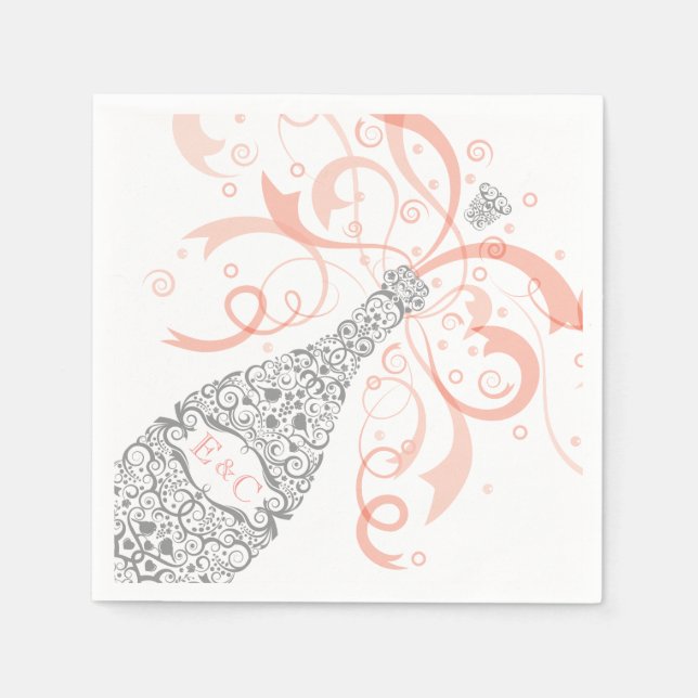 Elegant Champagne Bottle Paper Napkin 2 (Front)