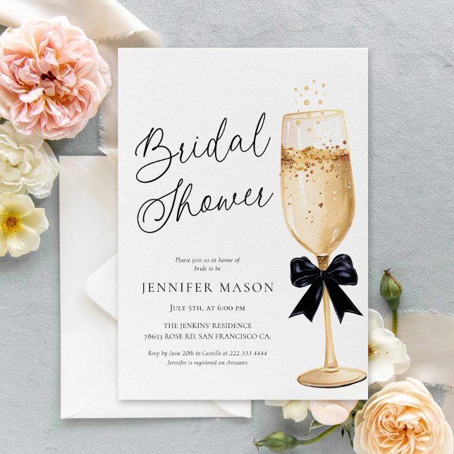 Elegant Champagne Bridal Shower Invitation (Champagne Bridal Shower Invitation)