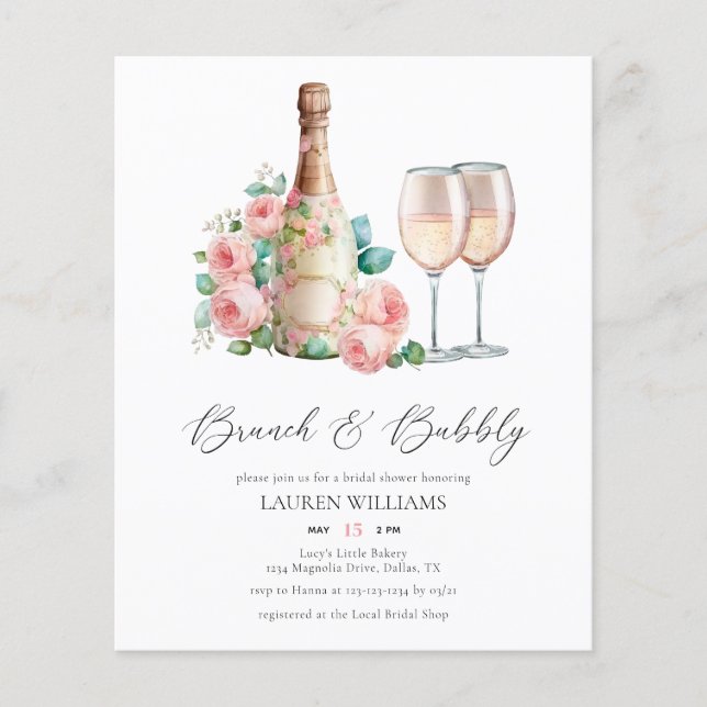 Elegant Champagne Brunch & Bubbly Bridal Shower (Front)