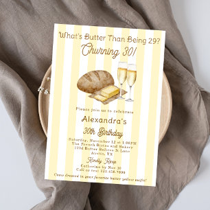 Elegant Champagne Butter Themed Any Age Birthday Invitation