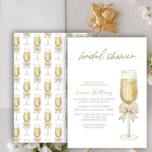 Elegant Champagne Chic Bow Script Bridal Shower Invitation