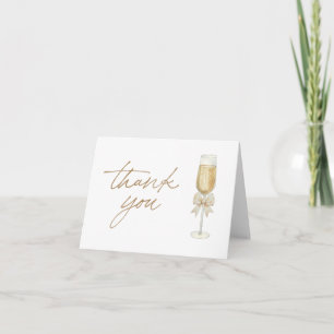 Elegant Champagne Chic Bow Script Thank You Card