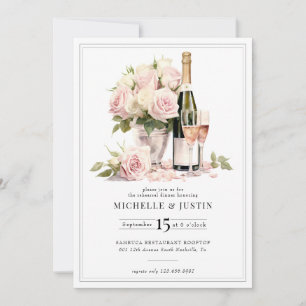 Elegant Champagne   Chic Roses   Rehearsal  Invitation