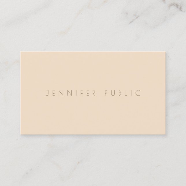 Elegant Champagne Colour Trendy Minimalist Templat Business Card (Front)