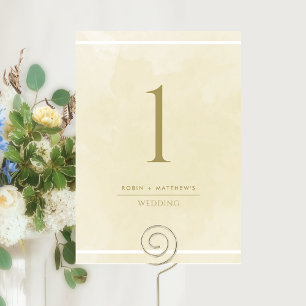 Elegant Champagne Cream Watercolor Table Number