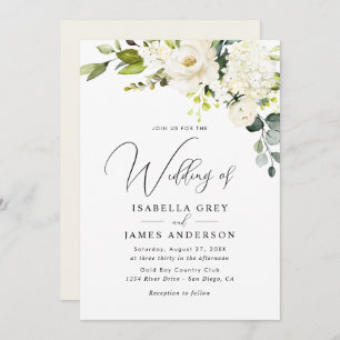 Elegant Champagne Floral Wedding  Invitation