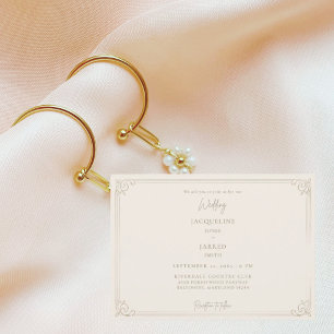 Elegant Champagne Flourish Wedding Invitation