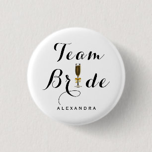 Elegant Champagne Glass Team Bride 3 Cm Round Badge