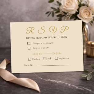 Elegant Champagne Gold 50th Anniversary RSVP Card