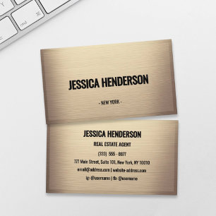 Elegant Champagne Gold Brushed Metal Business Card