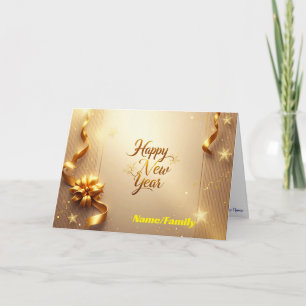Elegant Champagne Gold Happy New Year Holiday Card