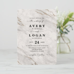 Elegant Champagne Gold Metallic Marble Wedding Invitation