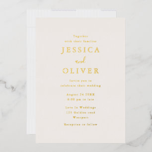 Elegant Champagne & Gold Text Wedding