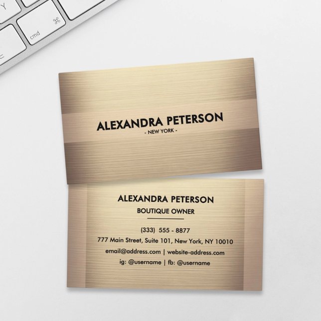 Elegant Champagne Gold Two-Tone Business Card (Creator Uploaded)