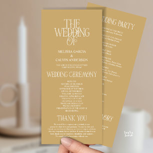 Elegant Champagne Gold Typography Wedding Program