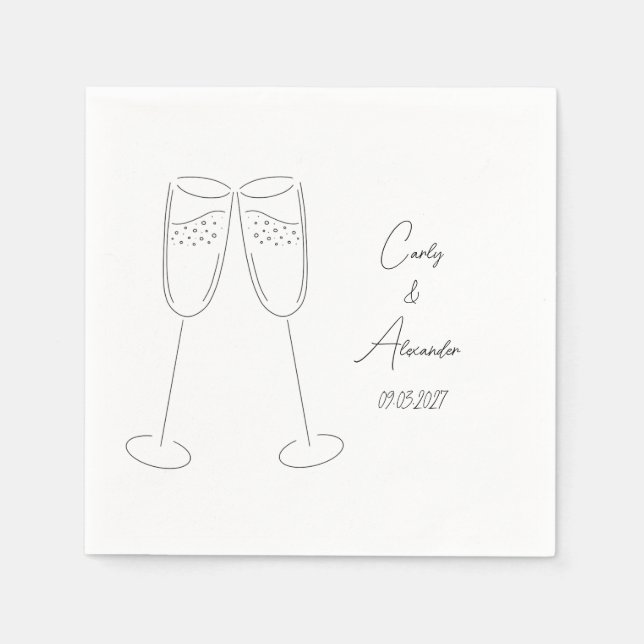 Elegant Champagne Name Wedding Engagement Party Napkin (Front)