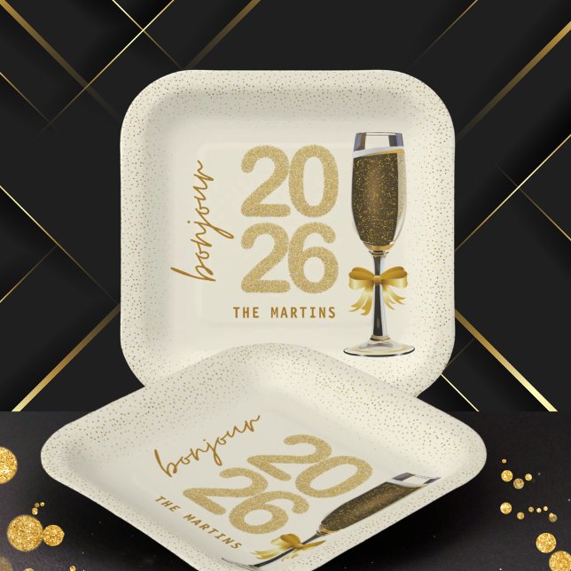 Elegant Champagne New Year's Eve Paper Plate (Creator Uploaded)
