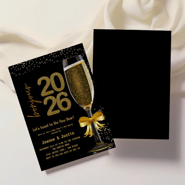 Elegant Champagne New Year's Eve Party Invitation (Creator Uploaded)