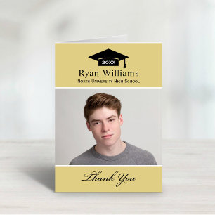 Elegant Champagne Personalised Graduation Photo Thank You Card