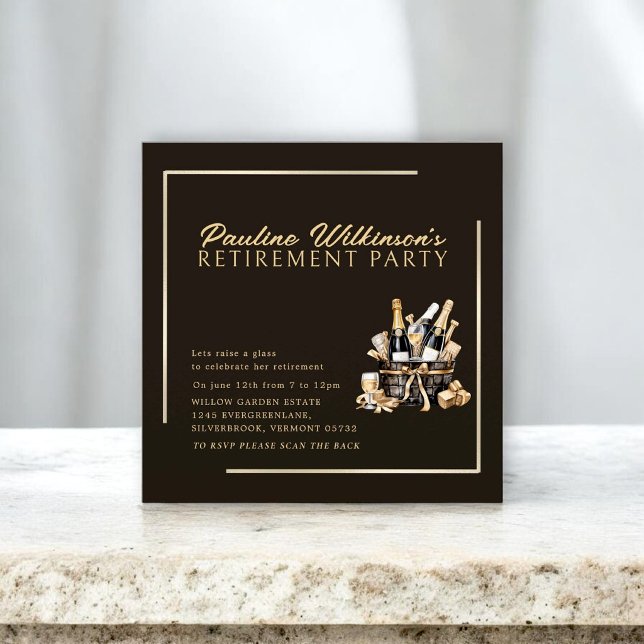 Elegant Champagne Retirement Party Invitation (Creator Uploaded)