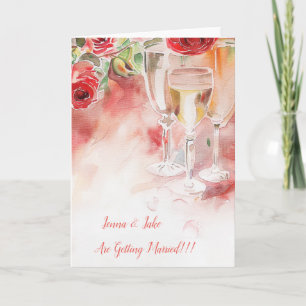 Elegant Champagne & Rose Engagement Announcement