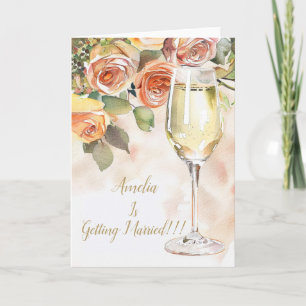 Elegant Champagne & Rose Engagement Announcement