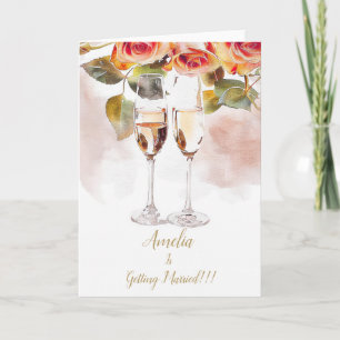 Elegant Champagne & Rose Engagement Announcement