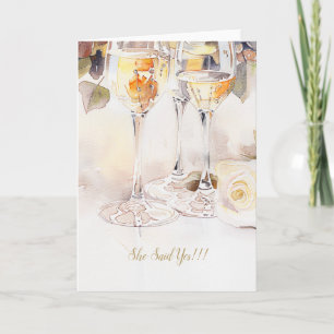 Elegant Champagne & Rose Engagement Announcement