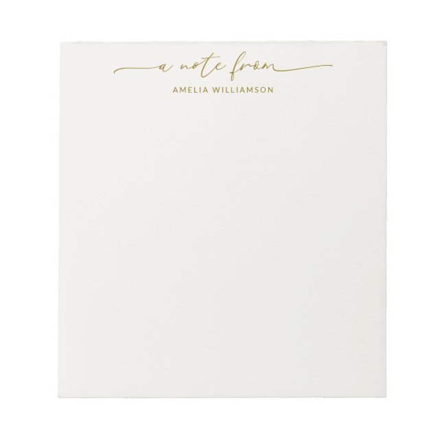 Elegant Champagne Script Calligraphy Personalised Notepad (Front)