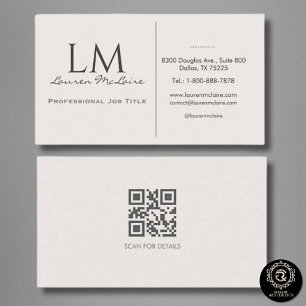 Elegant Champagne Taupe Monogram Signature Business Card