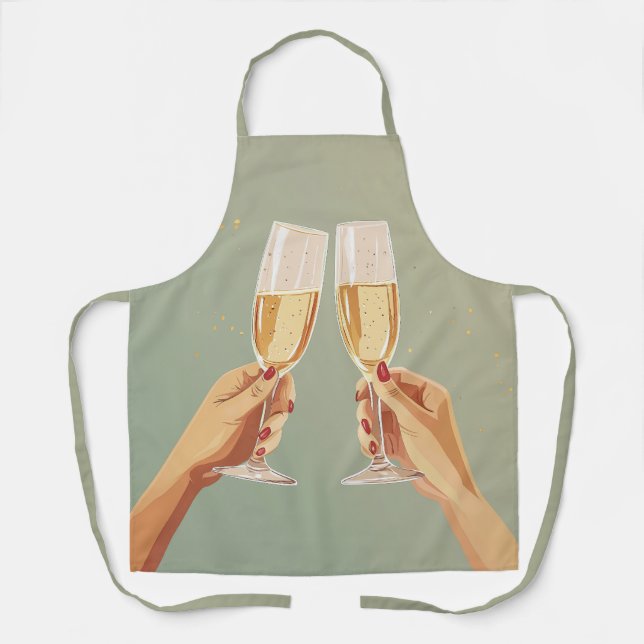 Elegant Champagne Toast Celebration Apron (Front)