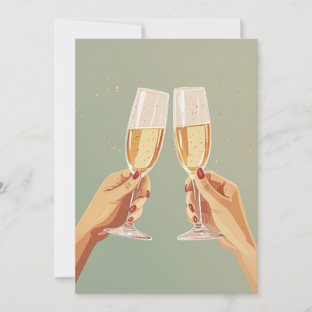 Elegant Champagne Toast Celebration Invitation (Front)