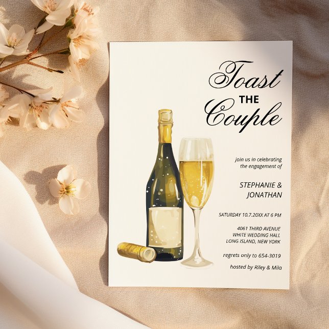 Elegant champagne toast the couple Engagement  Invitation (Elegant champagne toast the couple Engagement )