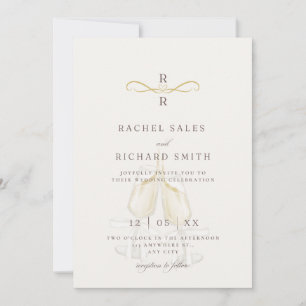 Elegant Champagne Toast Wedding Invitation 