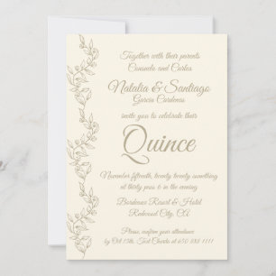 Elegant Champagne Twins Quince Skater Butterfly Invitation