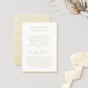 Elegant Champagne Watercolor Wedding Details Enclosure Card