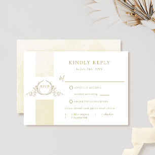 Elegant Champagne Watercolor Wedding Monogram RSVP