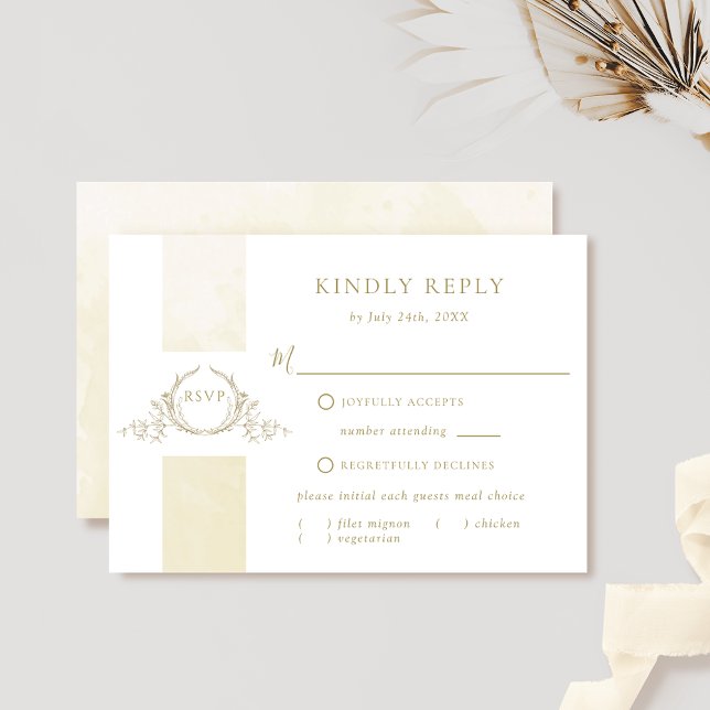 Elegant Champagne Watercolor Wedding Monogram RSVP (Creator Uploaded)