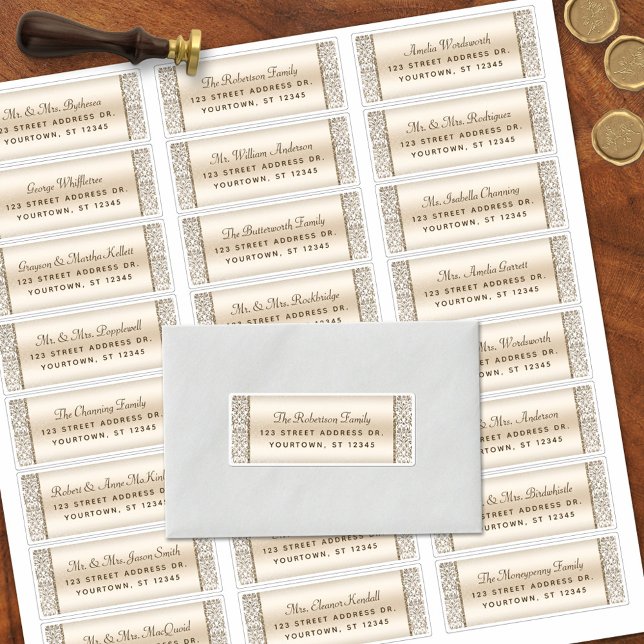 Elegant Champagne Wedding Guest Address Labels (Creator Uploaded)