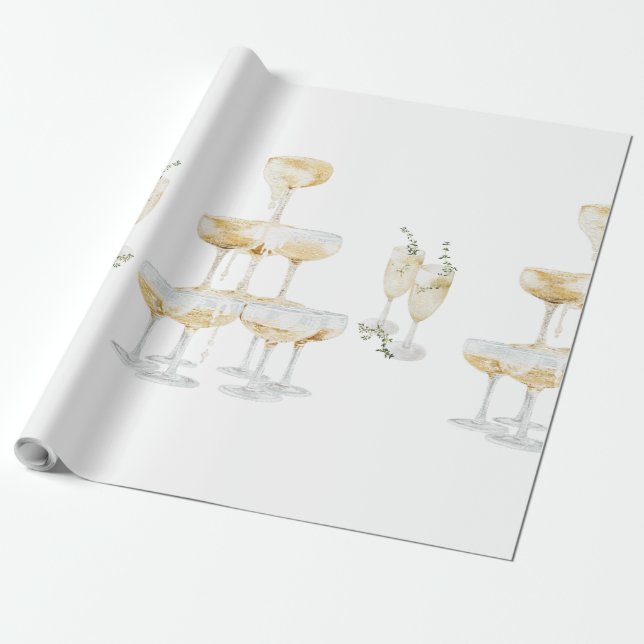Elegant Champagne Wedding Roll Wrapping Paper (Unrolled)