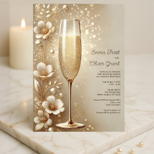Elegant Champagne Wedding Shower with Gold Accents Invitation