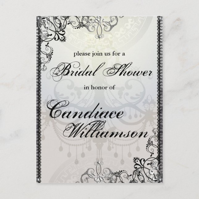 Elegant Chandelier and Flourishes Bridal Shower Invitation Postcard (Front)