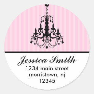 Elegant Chandelier and Stripes Address Labels