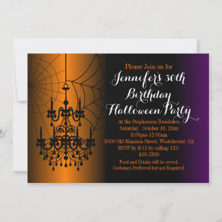 Elegant Chandelier Birthday Halloween Party Invitation