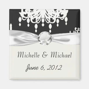 elegant chandelier black white damask magnet