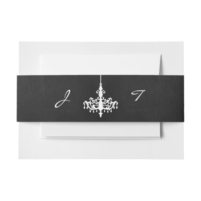 Elegant Chandelier Chalkboard Wedding Collection Invitation Belly Band (Front Example)