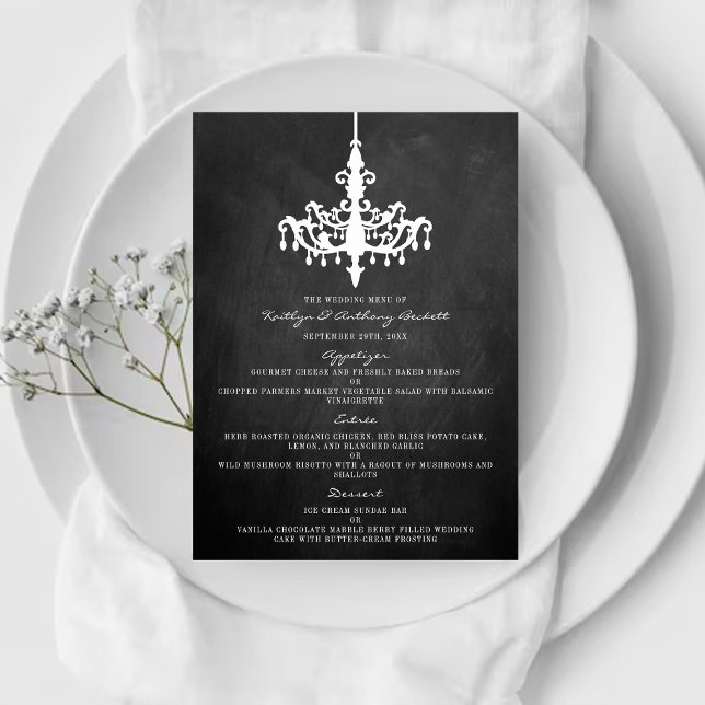 Elegant Chandelier Chalkboard Wedding Collection Menu (Creator Uploaded)