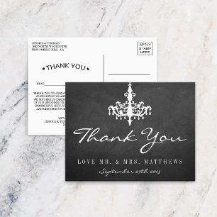 Elegant Chandelier Chalkboard Wedding Collection Postcard