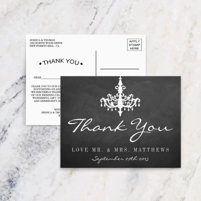 Elegant Chandelier Chalkboard Wedding Collection Postcard (Creator Uploaded)