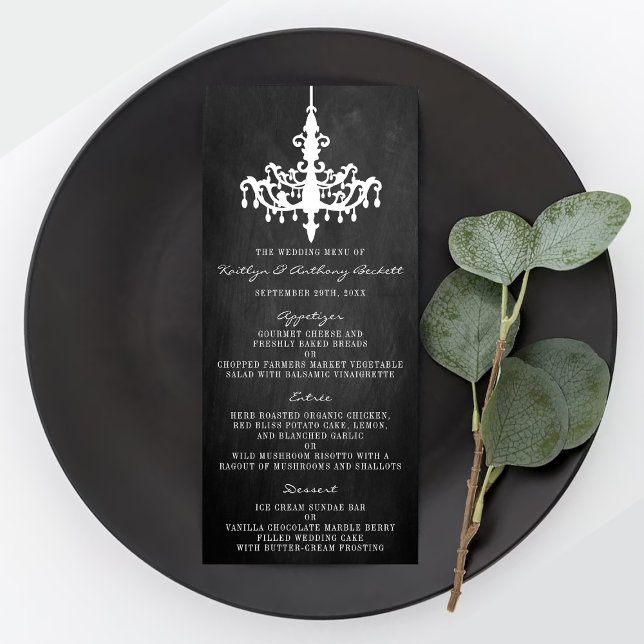 Elegant Chandelier Chalkboard Wedding Menu (Creator Uploaded)